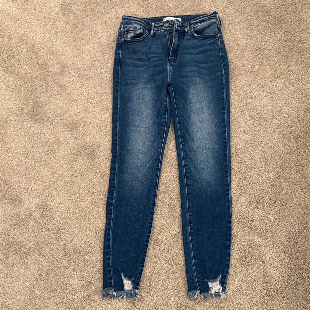 Maurices Mid Wash Skinny Jeans with Distressed Hem